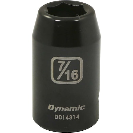 Dynamic 1/2" Drive Standard Socket, Black Phosphate, Tools 1/2" Drive 6 Point SAE, 7/16" Standard Length D014314